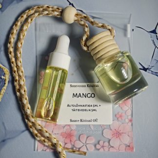 Mango autolõhnastaja ja pipetiga täitevedeliku komplekt lillelise pakendiga