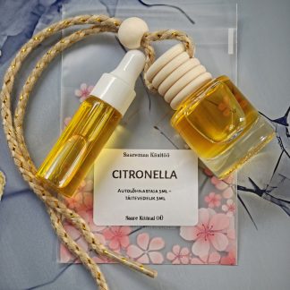Citronella autolõhnastaja ja pipetiga täitevedeliku komplekt lillelise pakendiga
