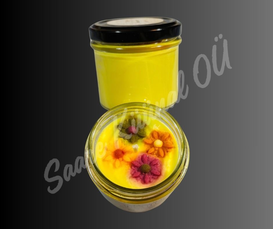 Mango Ahvatlus 80g käsitööna valmistatud lõhnaküünal troopilise mango aroomiga elegantses klaasanumas.
