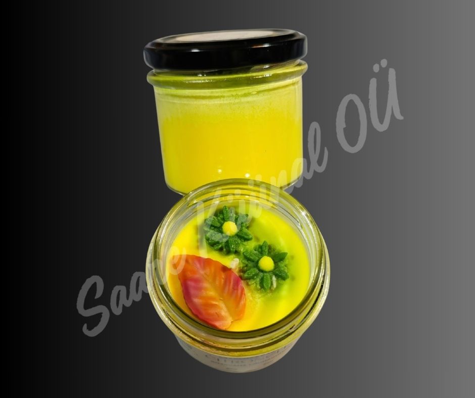Citronella 80g käsitööna valmistatud lõhnaküünal värske sidrunheina ja tsitruselise aroomiga klaasanumas.