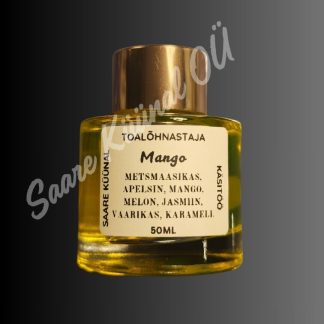Mango toalõhnastaja troopilise ja mahlase mango aroomiga elegantses klaaspudelis.