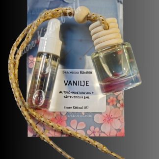 Vanilje autolõhnastaja ja täitevedeliku komplekt maheda, magusa ja kreemise vanilje aroomiga.